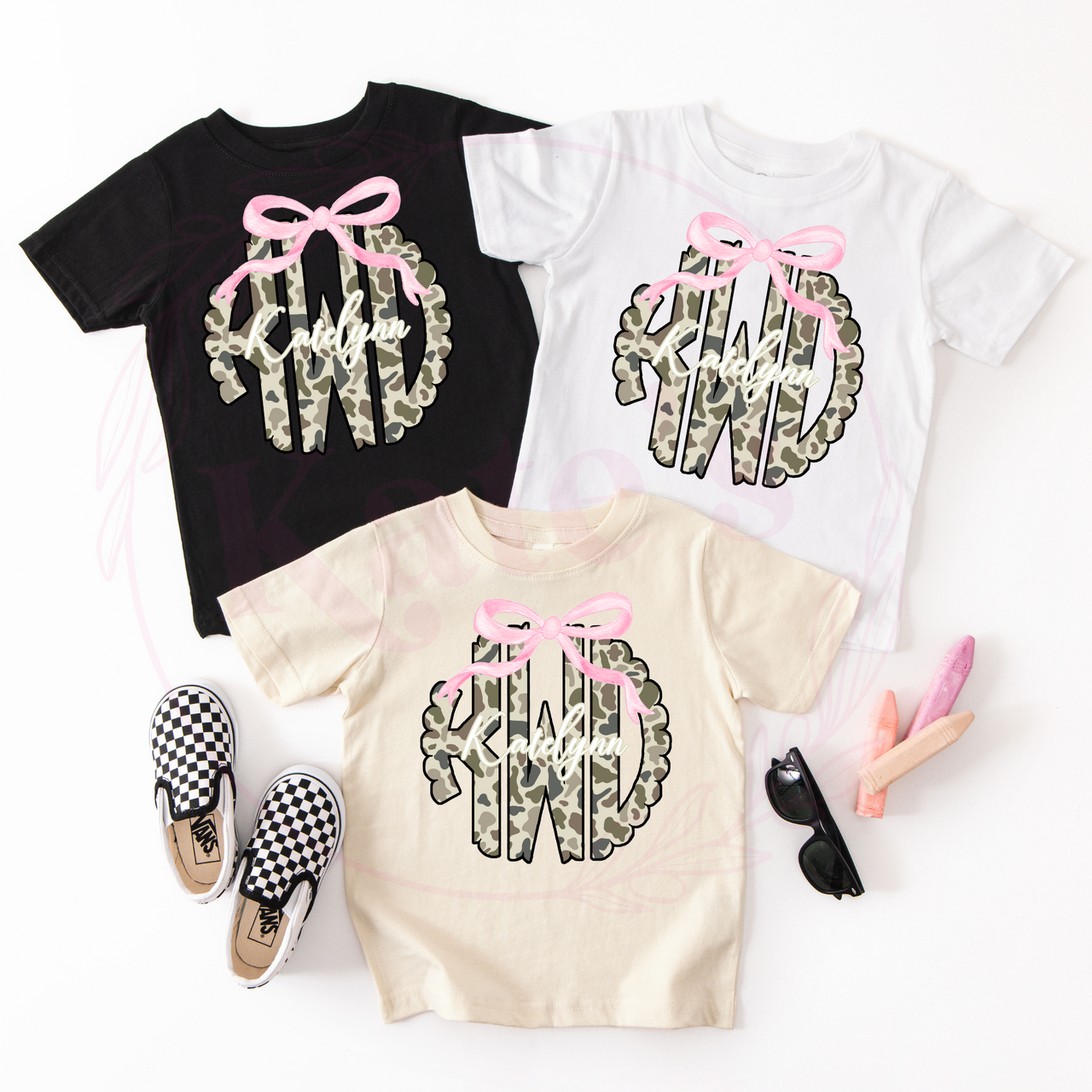 Camo Bow Monogram Toddler Shirt