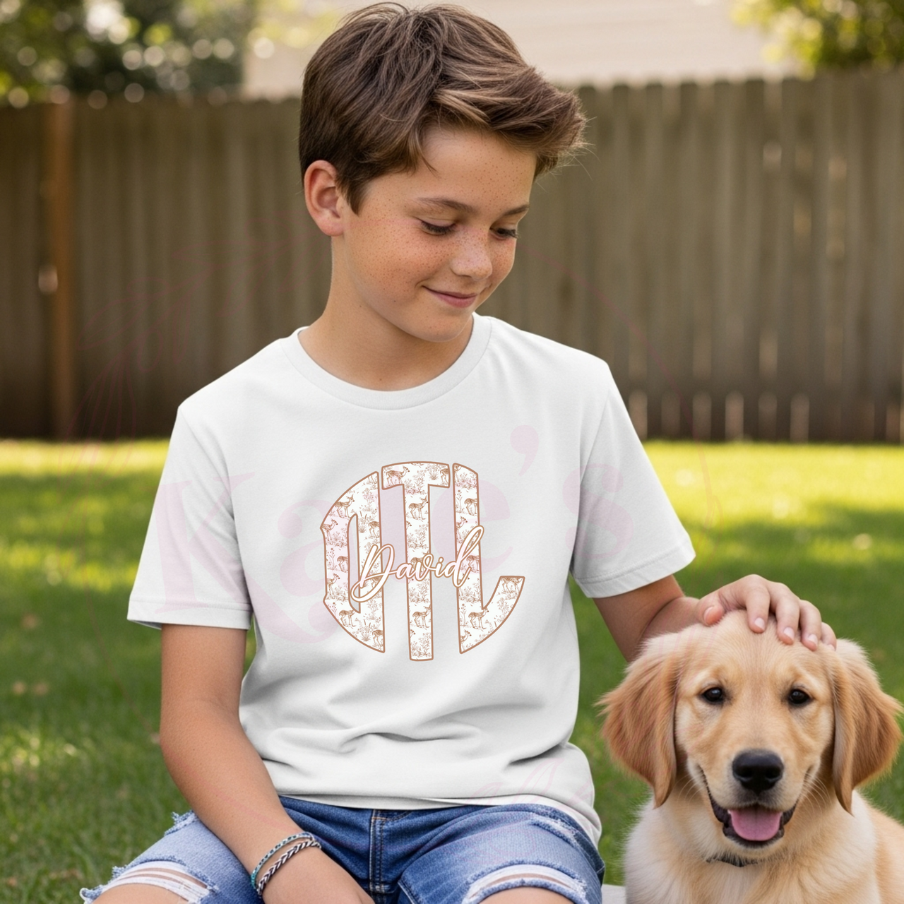 Deer Toile Monogram Youth Shirt
