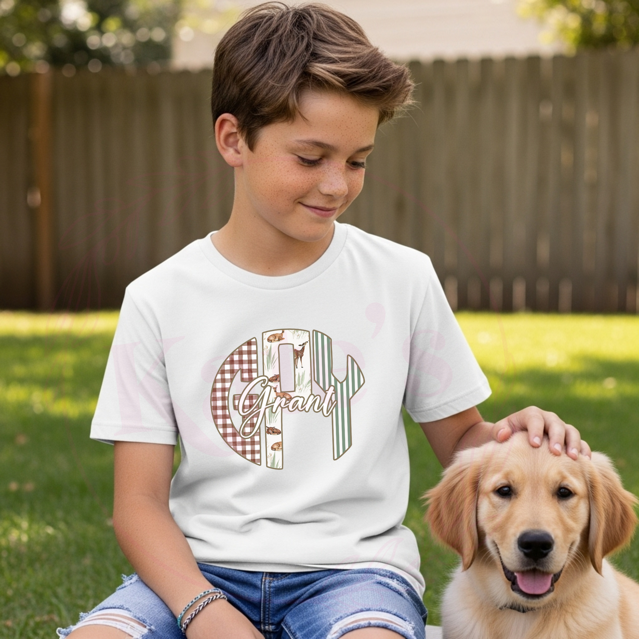 Deer Mix Monogram Youth Shirt