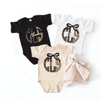 Tan Wild Checkered Monogram Onesie