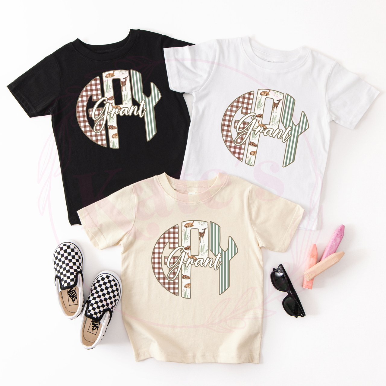 Deer Mix Monogram Toddler Shirt
