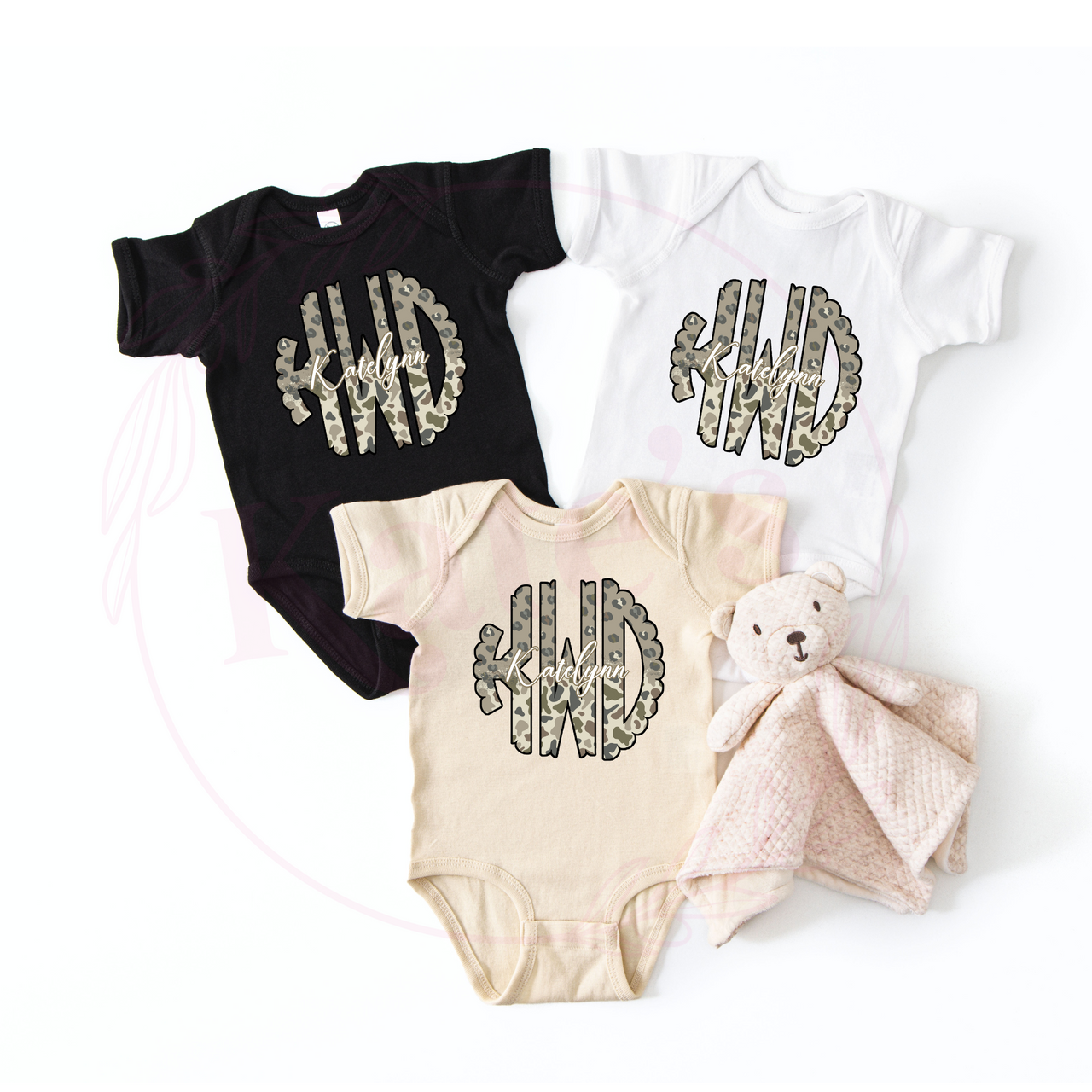 Cheetah Camo Monogram Onesie