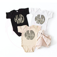 Cheetah Camo Monogram Onesie