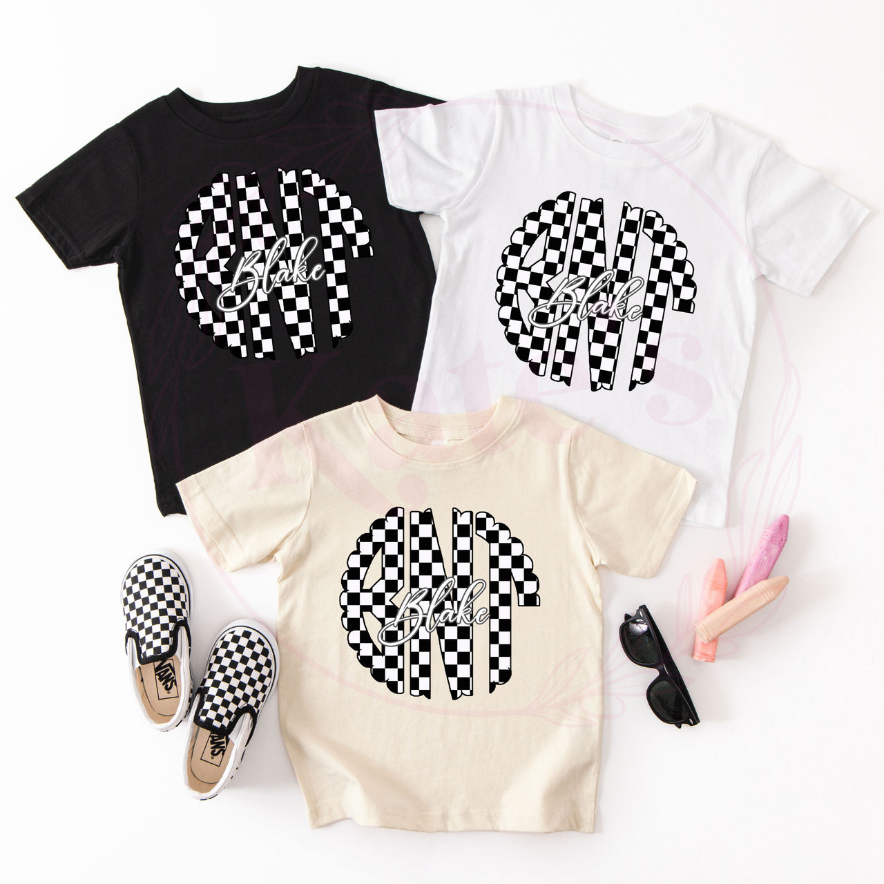 Checkered Monogram Toddler Shirt