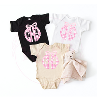 Pink Gingham Monogram Onesie