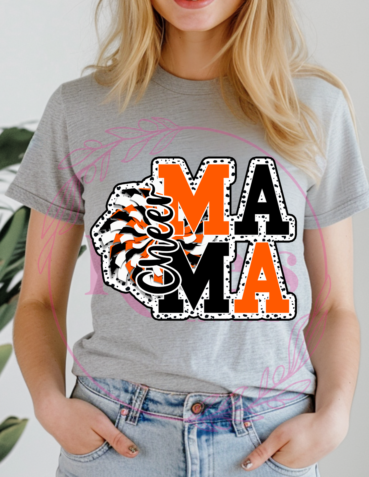 Black and Orange Cheer Mama T-Shirt