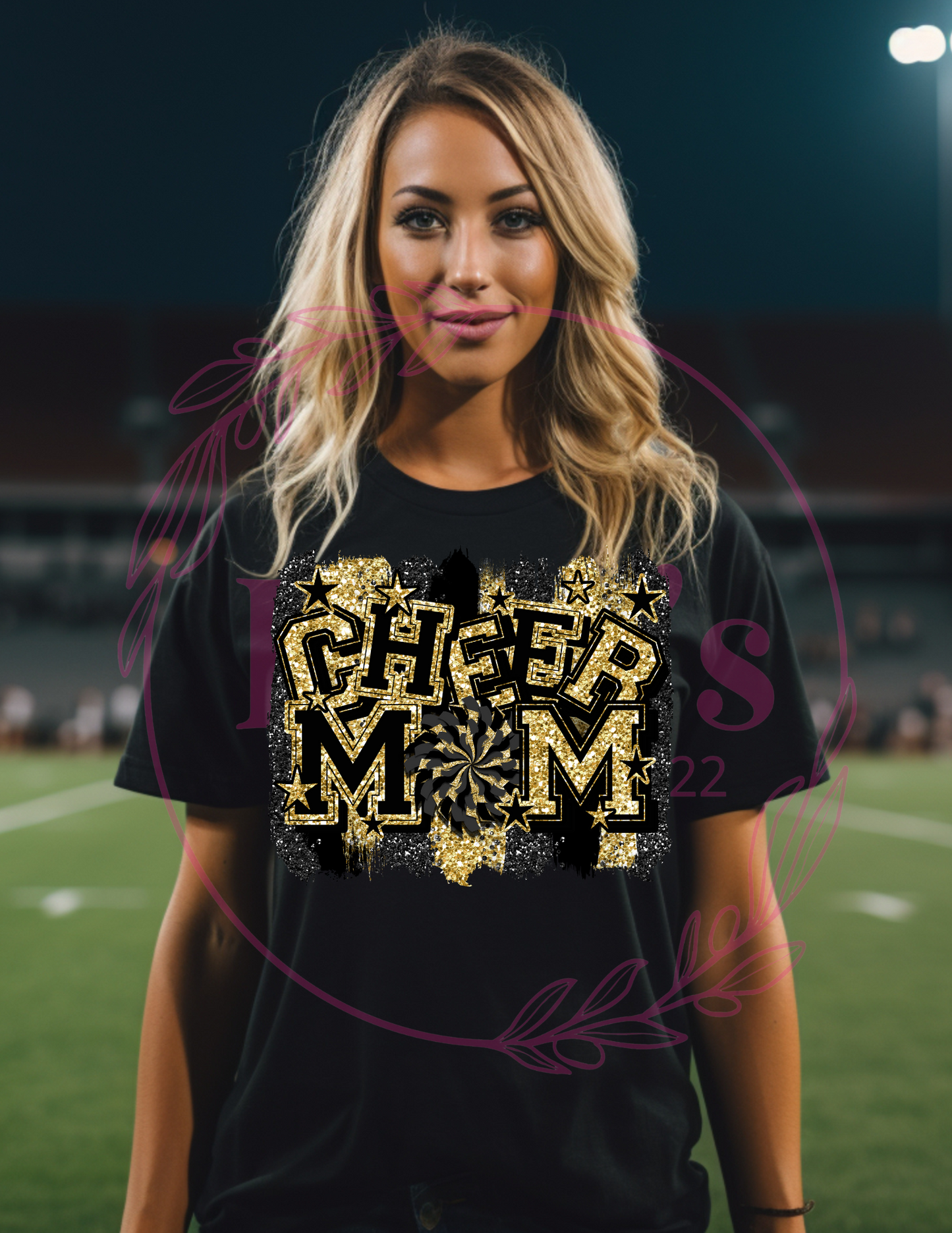 Black and Gold Cheer Mom T-Shirt