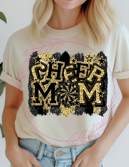 Black and Gold Cheer Mom T-Shirt