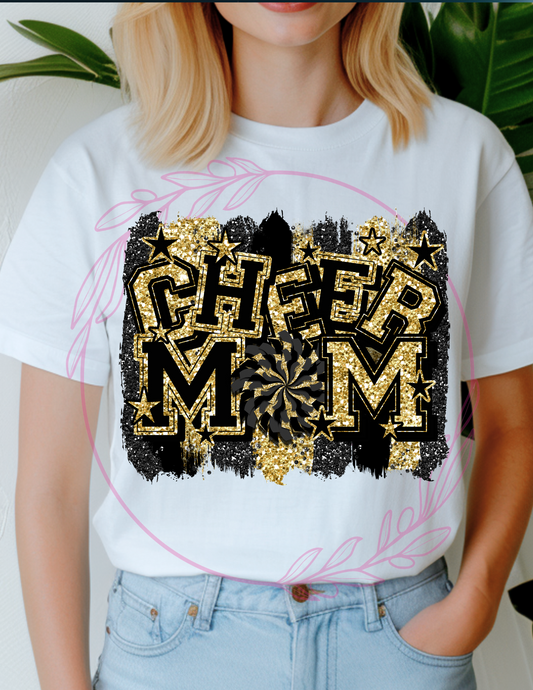 Black and Gold Cheer Mom T-Shirt