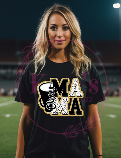 Black and Gold Cheer Mama T-Shirt