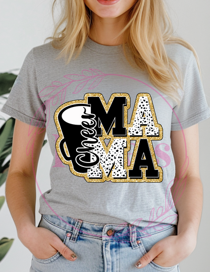 Black and Gold Cheer Mama T-Shirt