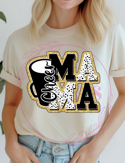 Black and Gold Cheer Mama T-Shirt