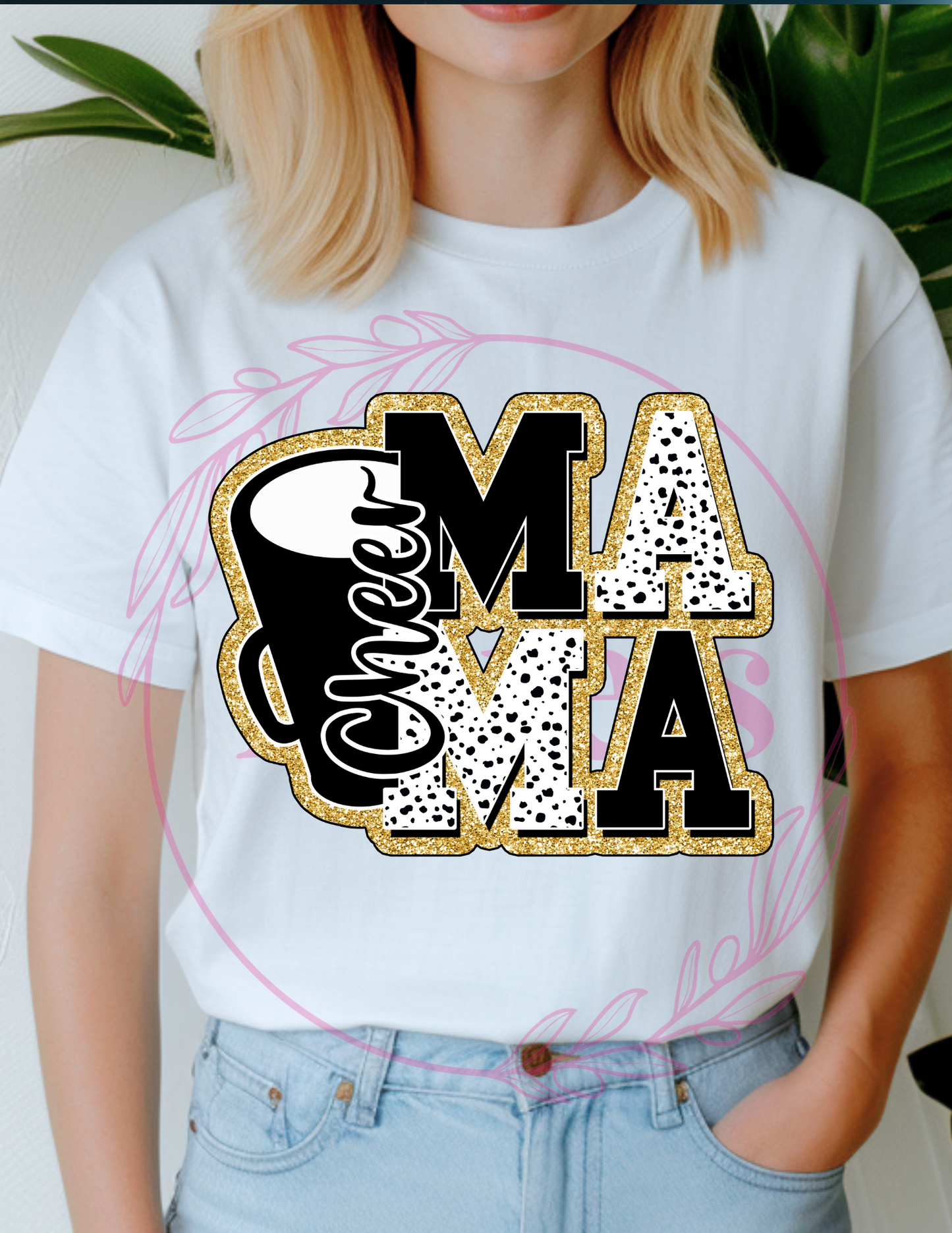 Black and Gold Cheer Mama T-Shirt