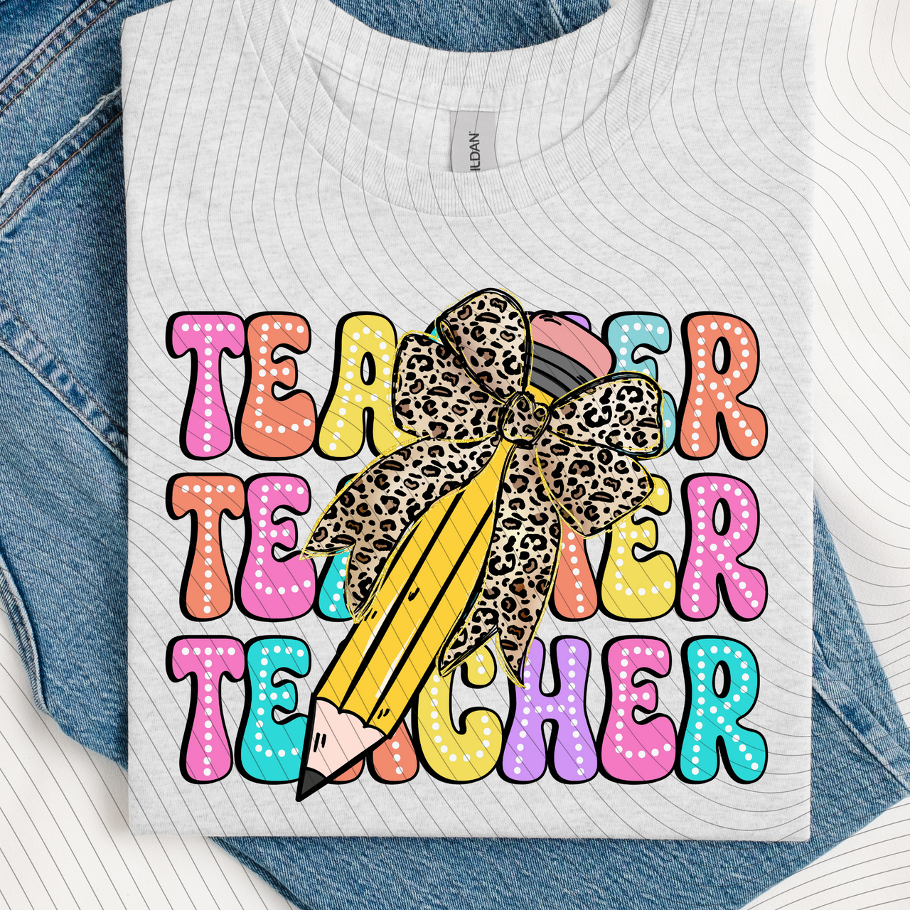 Teacher Cheetah Pencil T-Shirt *Back to School Sale*
