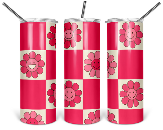 Pink Checkered 20oz Stainless Steel Tumbler