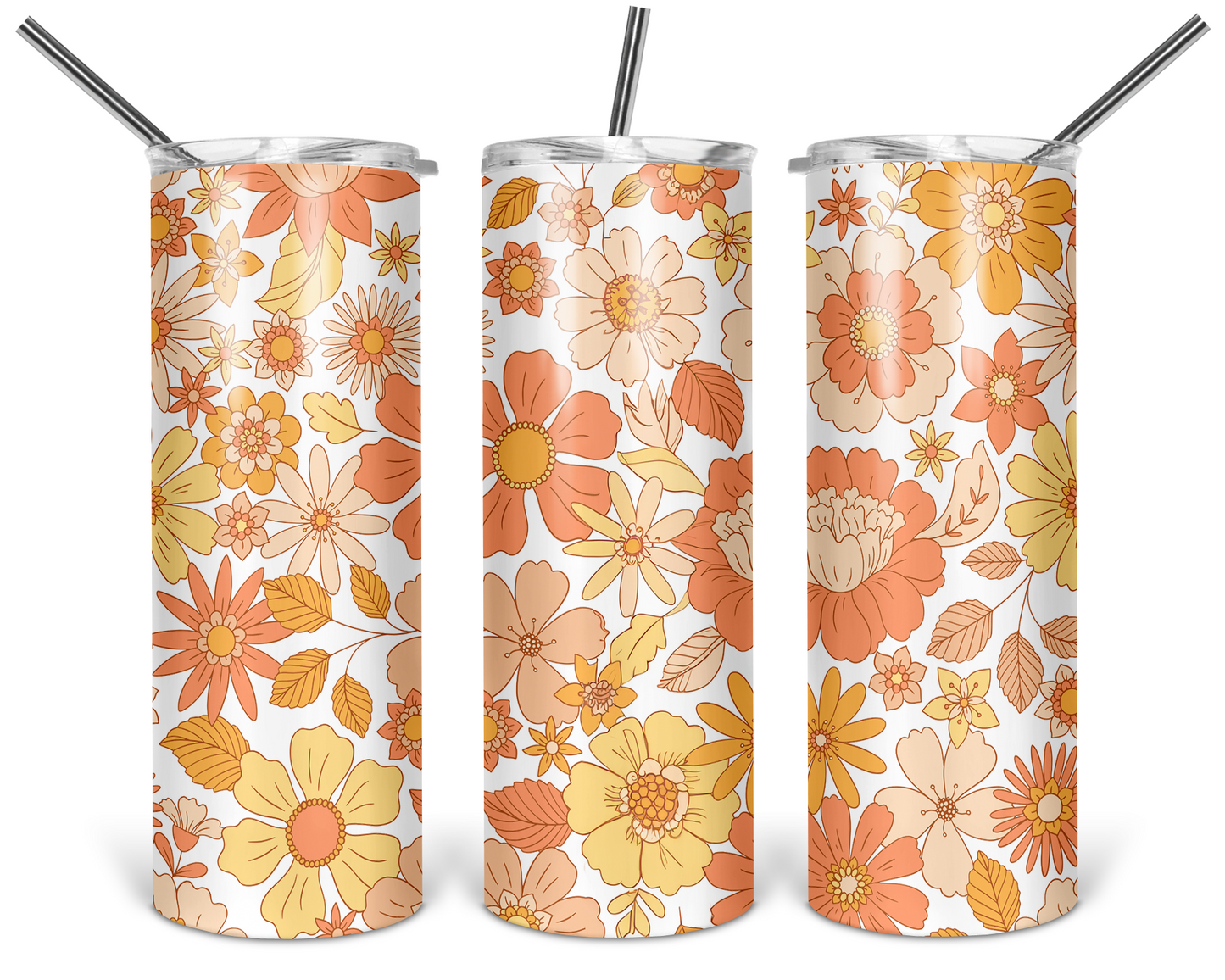 Retro Floral 20oz Stainless Steel Tumbler