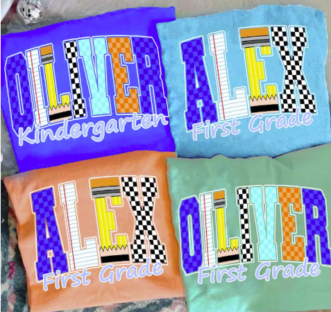 Boys Retro Custom Name T-Shirt *Back to School Sale*