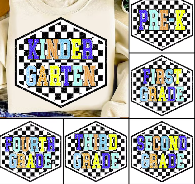 Retro Checkered Grade Level T-Shirt *Back to School Sale 2026*