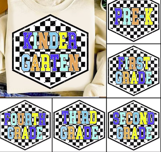 Retro Checkered Grade Level T-Shirt *Back to School Sale 2026*