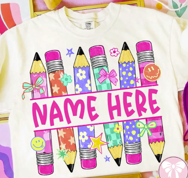 Custom Name Pencil T-Shirt *Back to School Sale 2026*