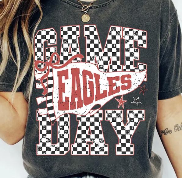 Custom Checkered Mascot Game Day T-Shirt *Back to School Sale 2026*