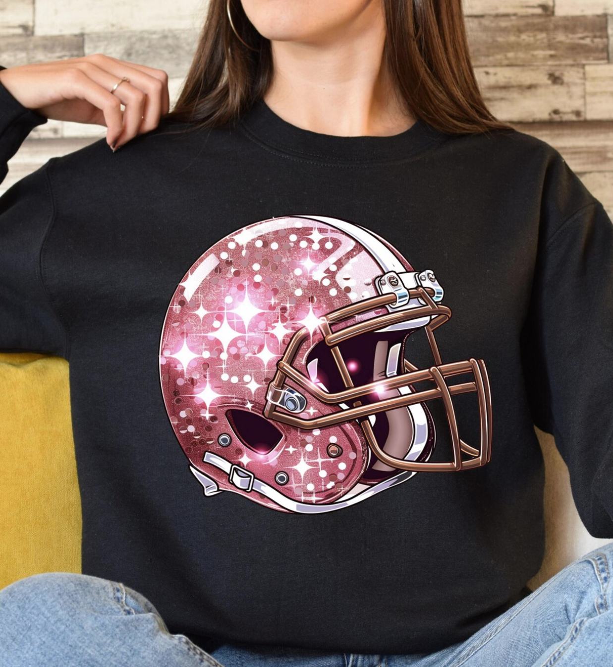 Faux Glitter Helmet Shirt