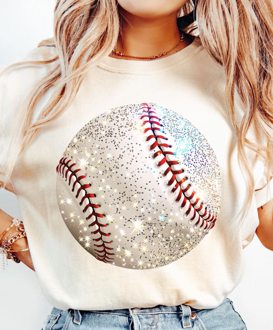 Faux Glitter Baseball Shirt