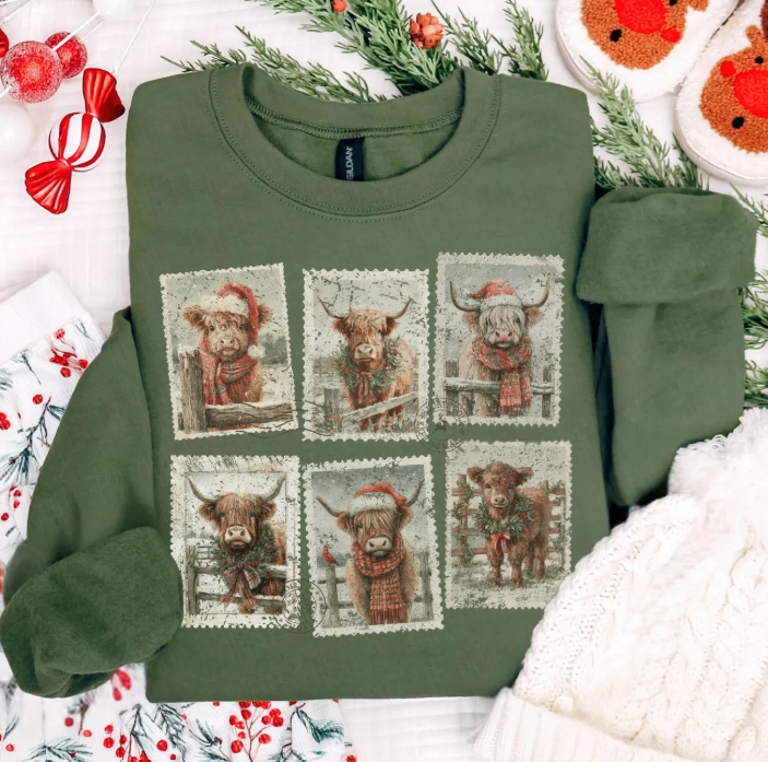 Highland Cow Christmas Stamp Shirt