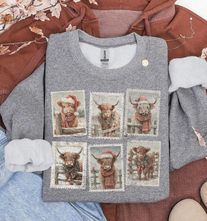 Highland Cow Christmas Stamp Shirt