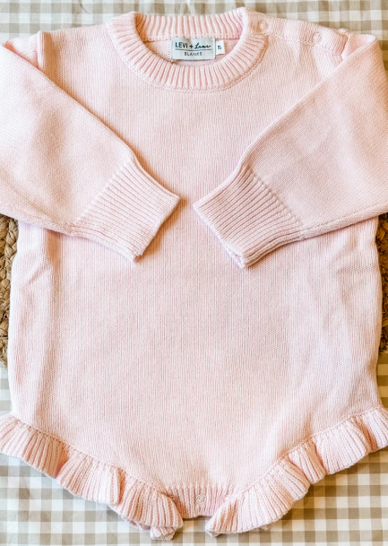 Custom Long Sleeve Knit Ruffle Romper - True-To-Size Fit