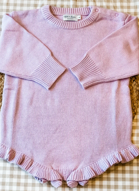 Custom Long Sleeve Knit Ruffle Romper - True-To-Size Fit