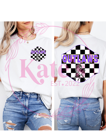 Checkered Outlaws School Mascots Shirt