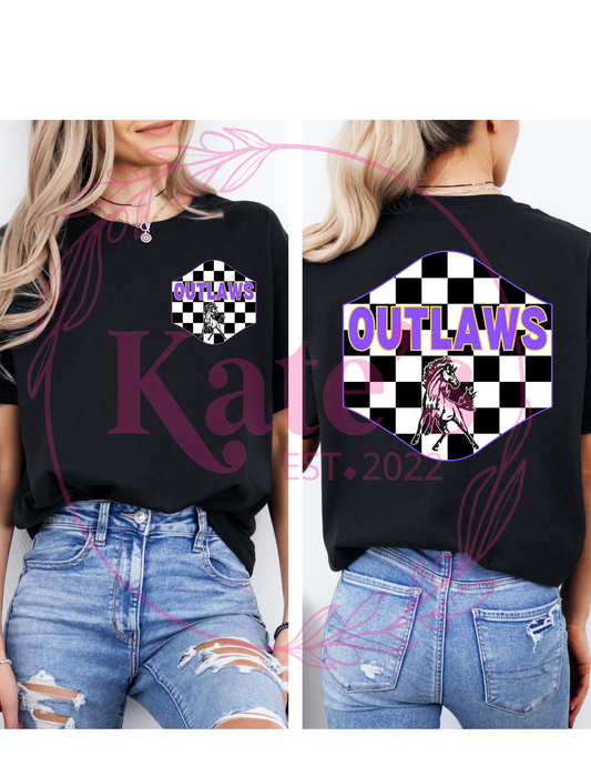 Checkered Outlaws School Mascots Shirt