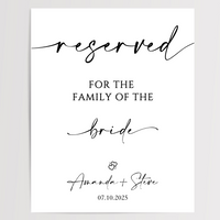 Reserved For The Brides Family Printed Wedding Signs