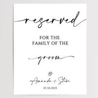 Reserved For The Grooms Family Printed Wedding Signs