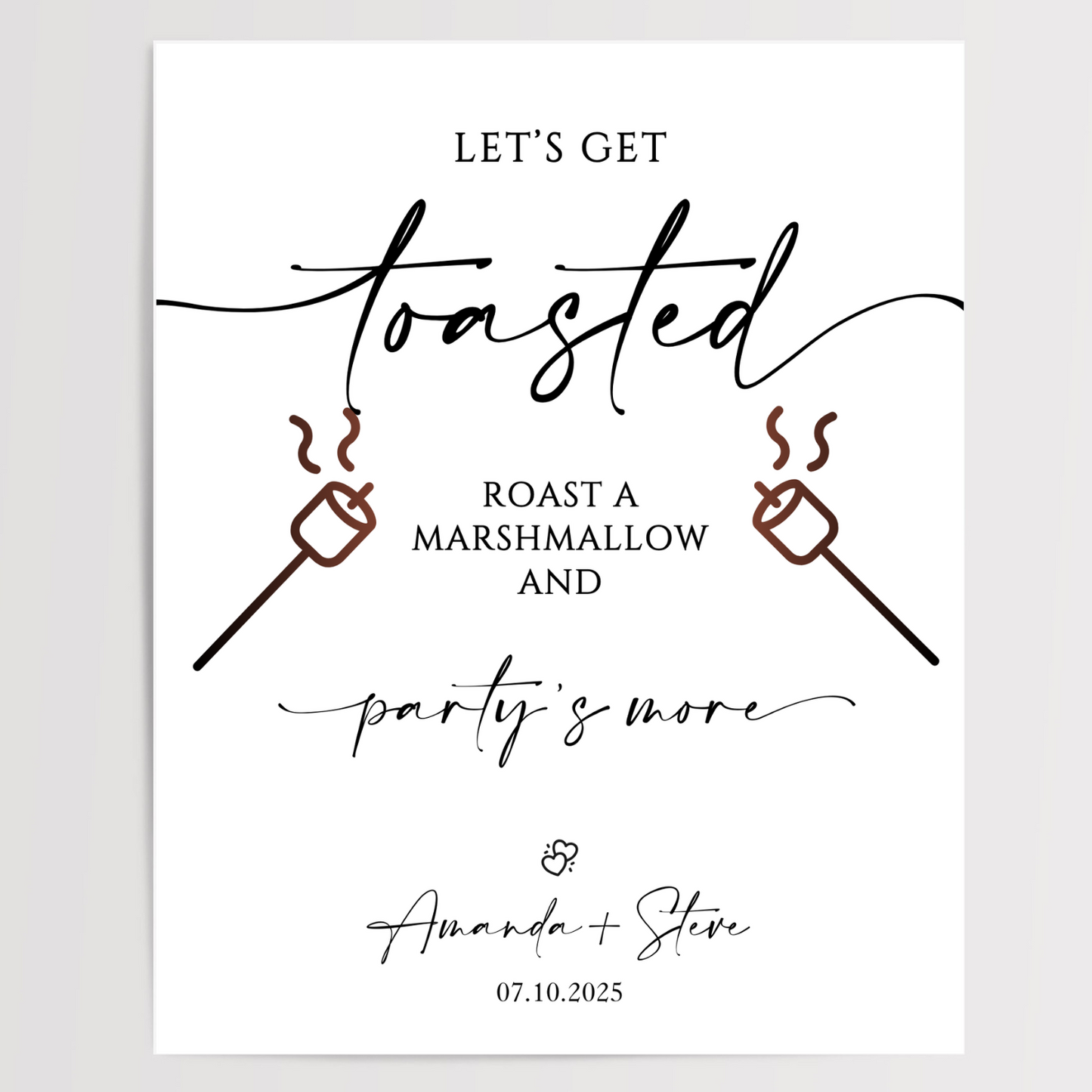 Let's Get Toasted Printed Wedding Signs