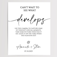 Can't Wait To See What Develops Printed Wedding Signs