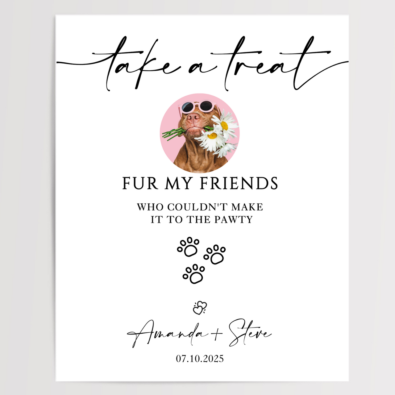 Take A Treat Printed Wedding Signs