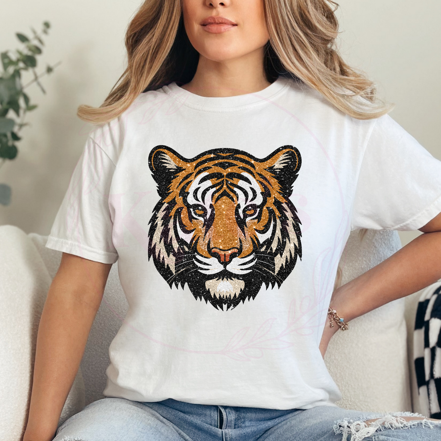 Faux Glitter Tigers Mascot Shirt