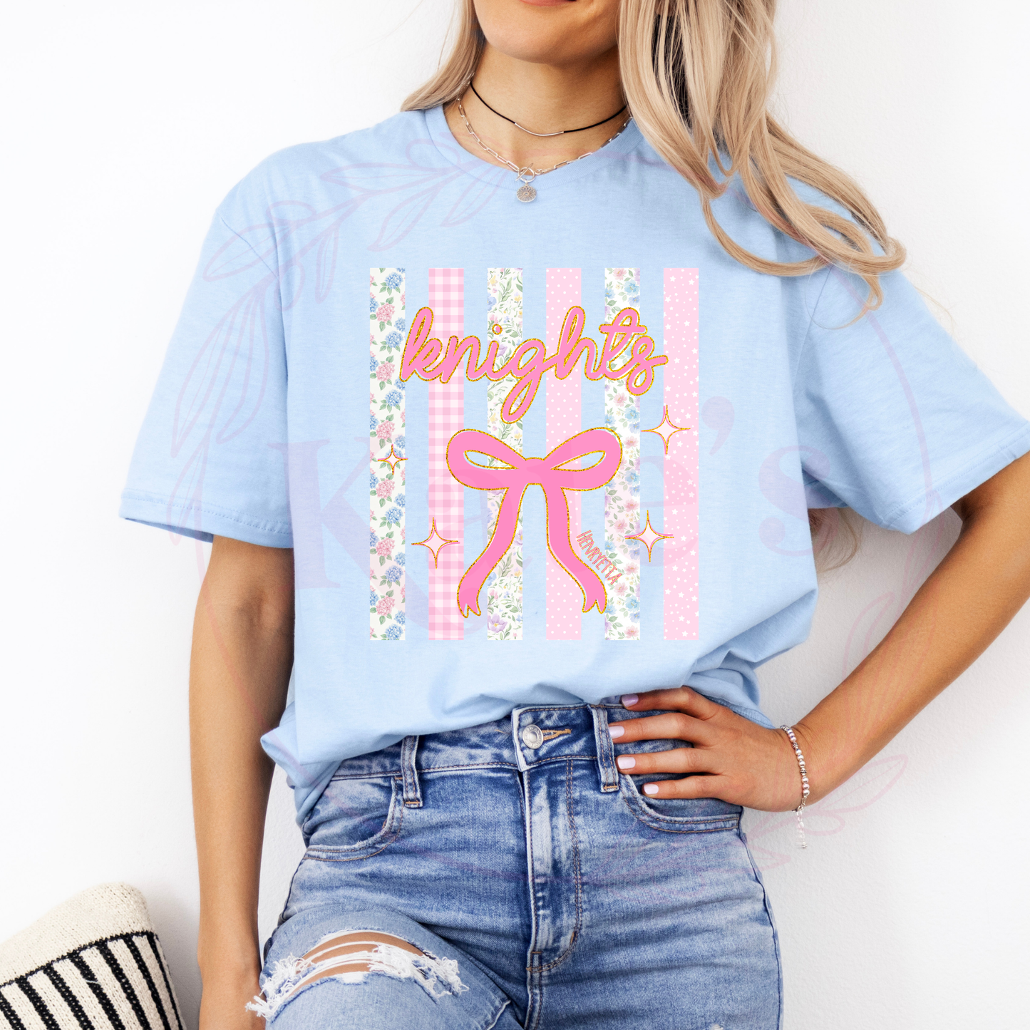 Coquette Floral Stripped Mascot T-Shirts