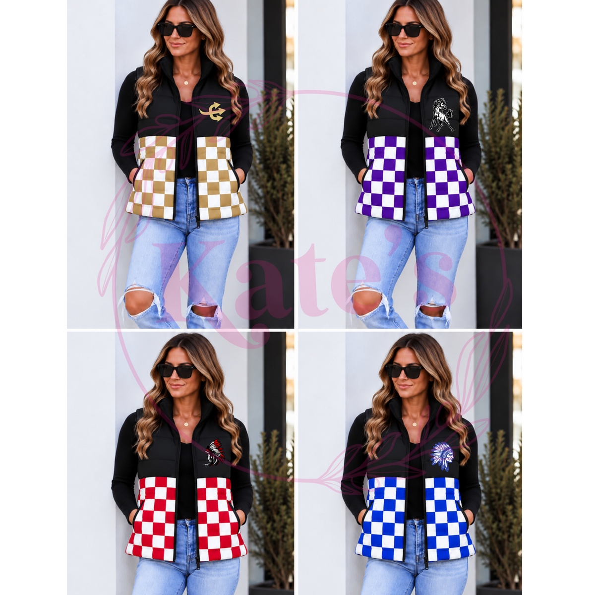 Custom Puffer Vest - Half Checkered  *PRE-ORDER*
