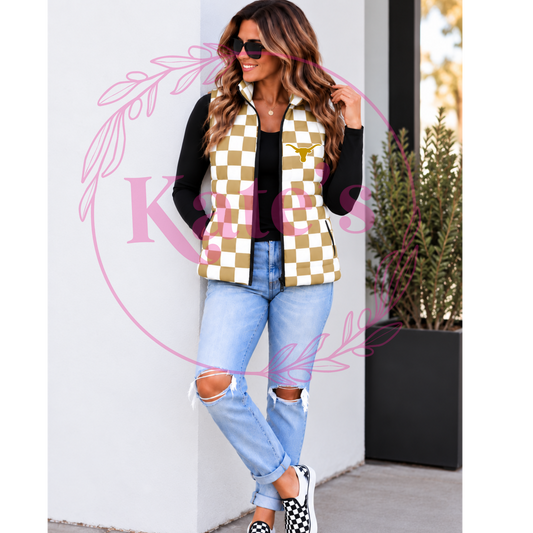 Custom Puffer Vest - Full Checkered  *PRE-ORDER*