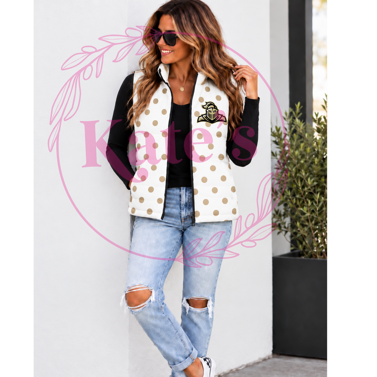 Custom Adult Puffer Vest -WHITE BASE Polka Dots *PRE-ORDER*