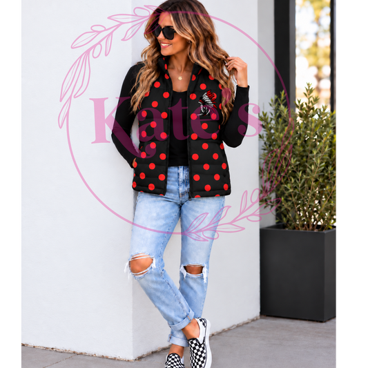 Custom Adult Puffer Vest - BLACK BASE Polka Dots *PRE-ORDER*