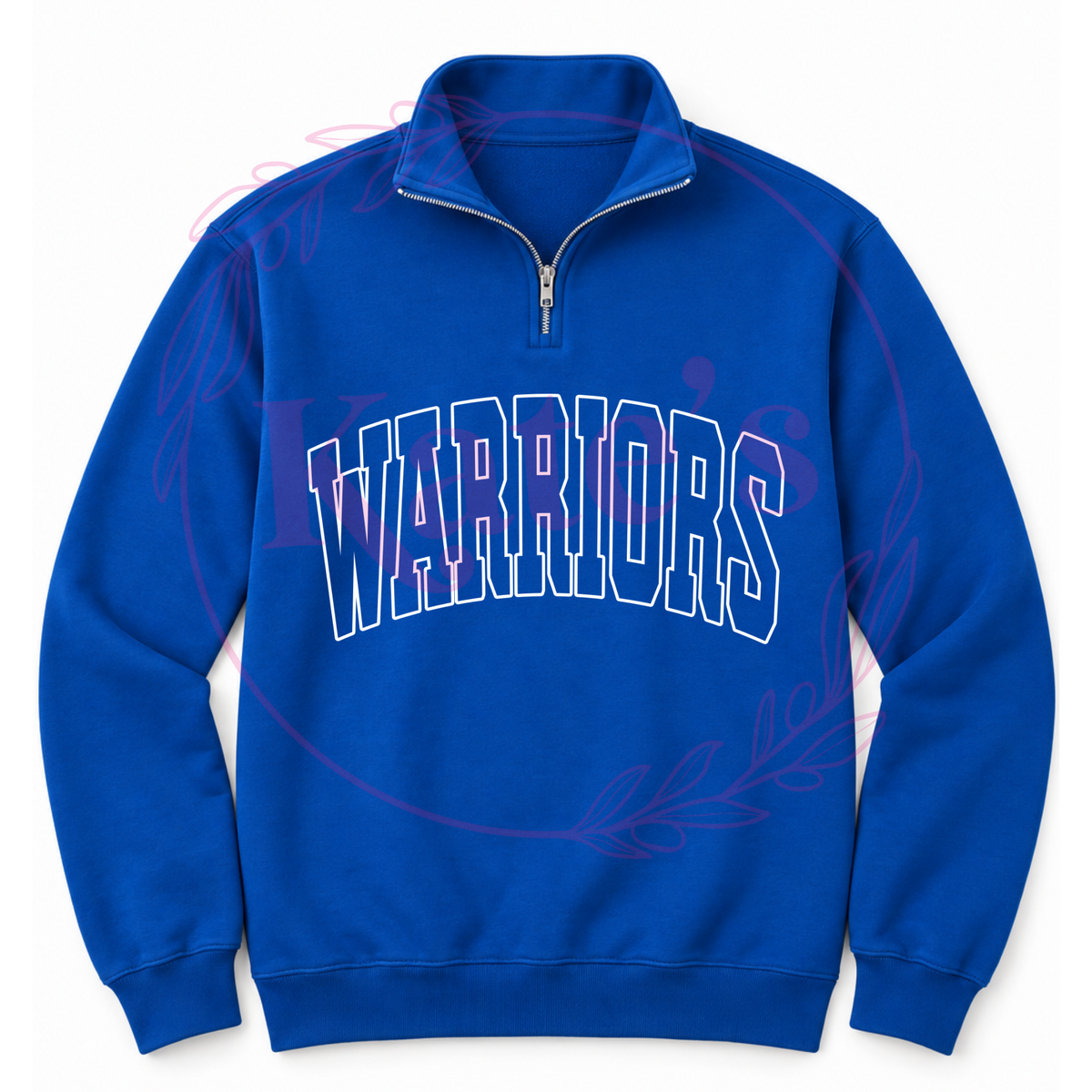 Custom school mascot 1/2 zip sweatshirt with outline mascot design