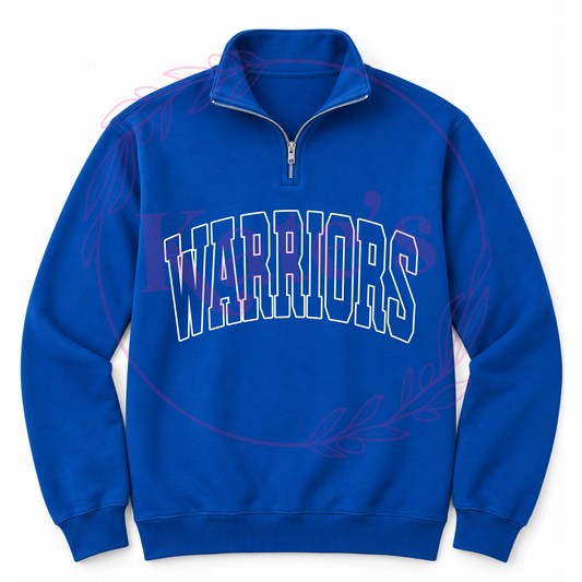 Custom school mascot 1/2 zip sweatshirt with outline mascot design