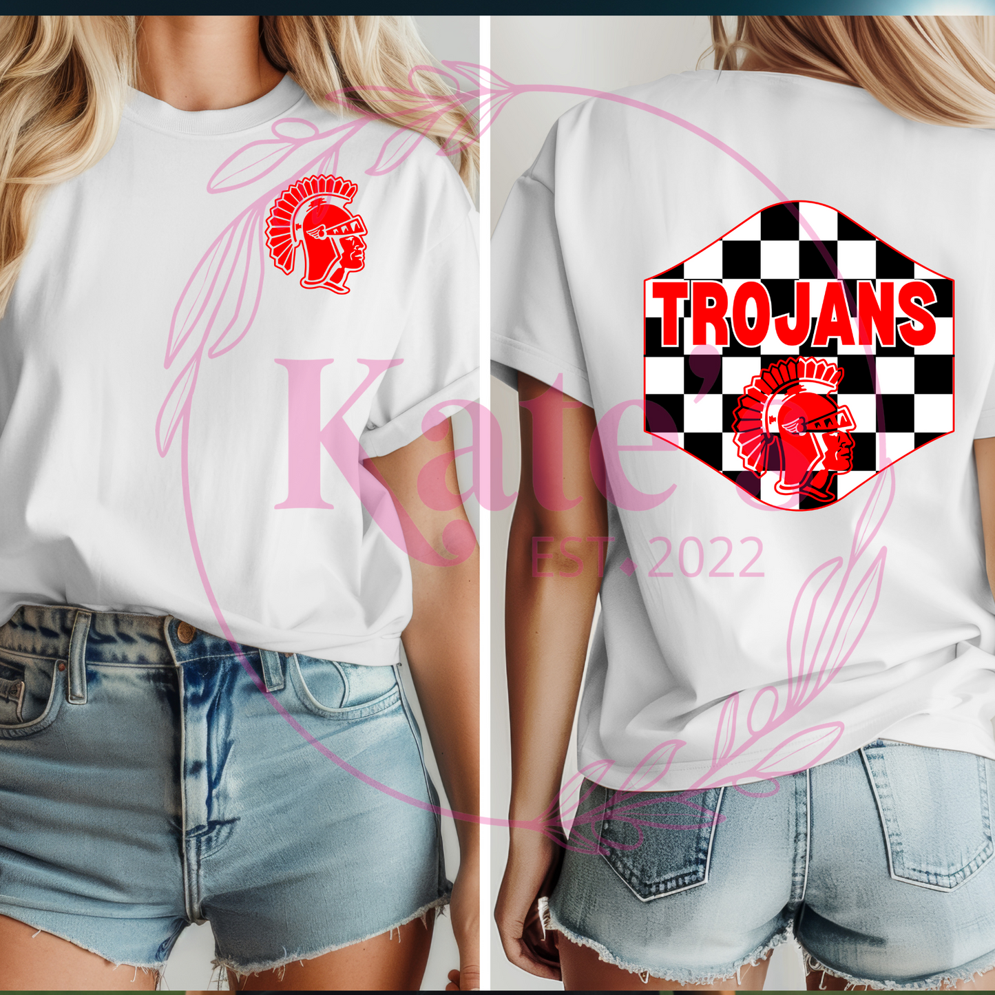 Checkered Trojans School Mascots Shirt