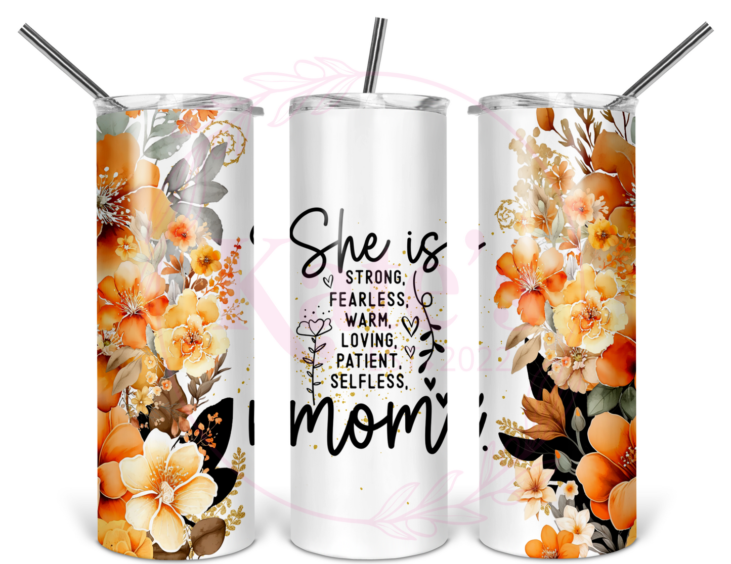 She Is Mom 20oz Stainless Steel Tumbler