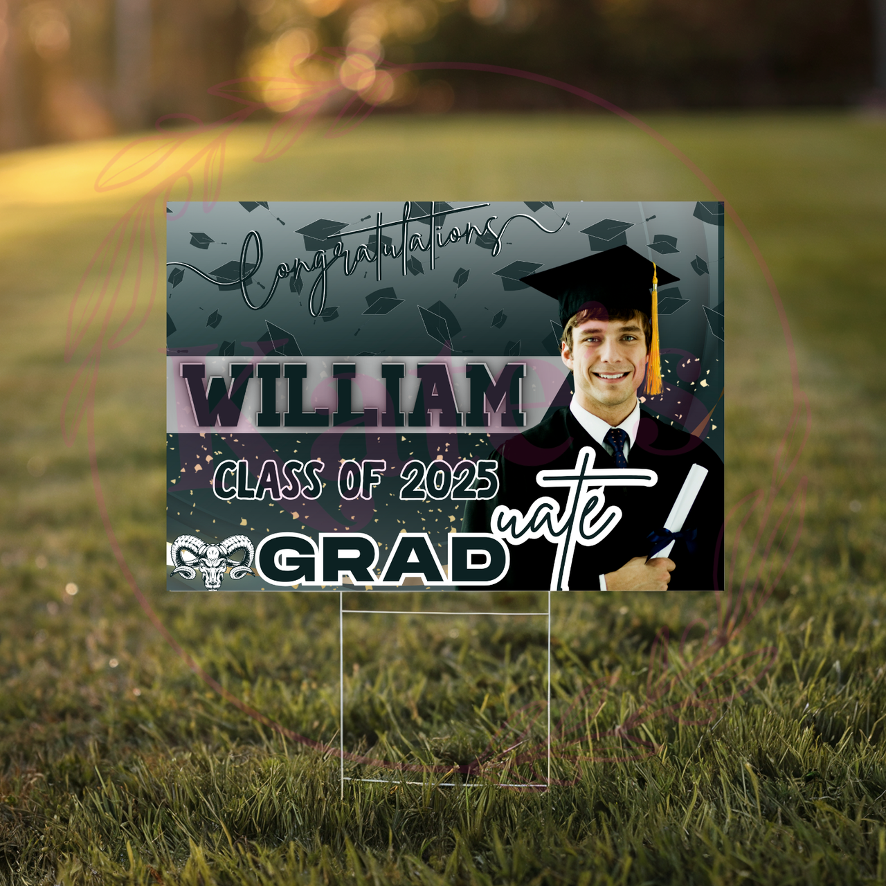 Modern Cap Toss Design - Custom Graduation Yard Sign