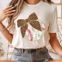 Leopard Bow Baseball Direct-To-Film Transfer